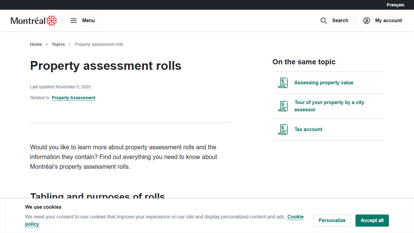 Property assessment rolls Ville de Montréal