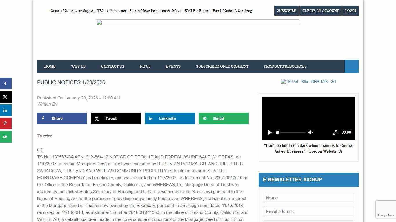 Public Notices 1/23/2026 - The Business Journal